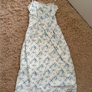 white and blue floral maxi dress